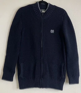 Irelands Eye Wool Sweater Unisex Navy S Full Zip Cardigan w/ Pockets NWT - Picture 1 of 13