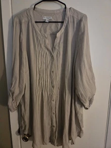 Túnica Kim Rogers Curvy Para Mujer Beige Manga Larga Talla 1X Nueva Con Etiquetas Lagen Look - Imagen 1 de 7