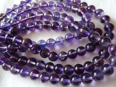 Cuentas de piedra redondas lisas de amatista natural de 15 1/2" de 6-6,5 mm A901 DNG Foto 1 de 3