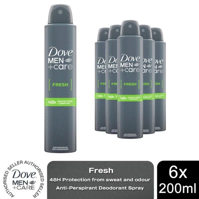 Dove Men+Care Fresh Antitranspirant Deodorant Spray für 48H Schutz 200ml, 6er Pack
