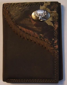 Portafoglio ZEP-PRO Buck Deer Fence Fila Mimetico Trifold Pelle SCATOLA Regalo - Foto 1 di 12