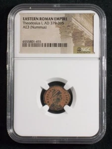 AE3 Roman Emperor Theodosius I 379-395 AD Beautiful Desert Patina NGC Authentic - Picture 1 of 3