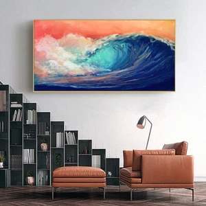 Canvas Painting Abstract Ocean Wave Landscape Poster Canvas Wall Art Wall Decors - Picture 1 of 7
