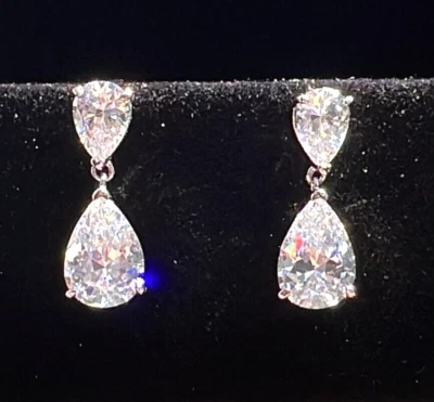 24 Ct Treated Certified Gorgeous Off White Diamond Dangler Earrings, 925 Silver - Image 1 of 4