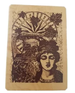 Compass Woman Meditating Porcelain Vase Collage Galerie Vernissage Rubber Stamp - Picture 1 of 6