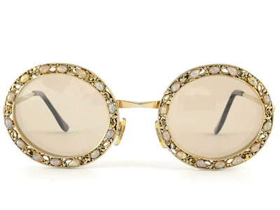 РЕДКИЕ ВИНТАЖНЫЕ СОЛНЦЕЗАЩИТНЫЕ ОЧКИ TURA BEJEWEL ОПАЛ УКРАШЕННАЯ ОПРАВА 1960-Е - Изображение 1 из 4