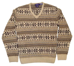 $1495 Ralph Lauren Purple Label Mens Cashmere V-Neck Sweater Brown Beige Large - Picture 1 of 2