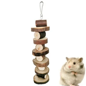 Juguete para masticar mascotas dientes de madera para moler juguetes colgantes hámster chinchilla jaula colgante - Imagen 1 de 7