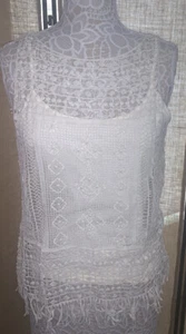 Women’s Lauren Ralph Lauren Sleeveless Lace Blouse Top Pearl Size M - Picture 1 of 2
