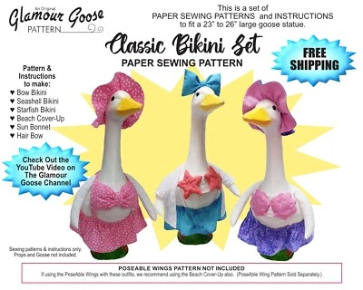 Goose Clothes Pattern BIKINI, SUN HAT and Beach Cover Up for 23"-26" Lg. Goose - Image 1 of 2