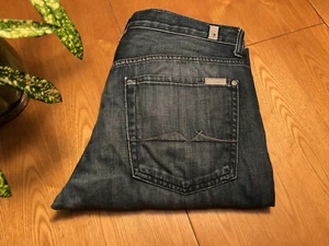 HERREN 7 FOR ALL MANKIND STANDARD GERADE BLAU DENIM JEANS GRÖSSE 33 X 31 GEBRAUCHT, IN EINWANDFREIEM ZUSTAND - Bild 1 von 10