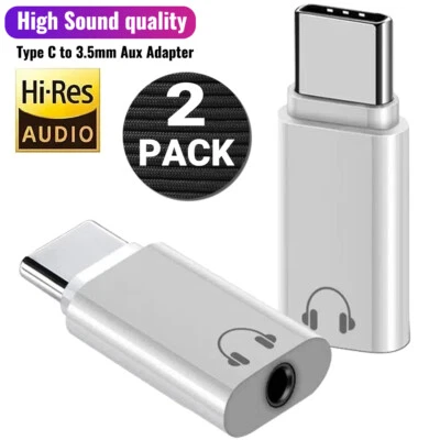 Paquete de 2 puertos adaptadores USB-C tipo C a conector de audio auxiliar de 3,5 mm auriculares coche Foto 1 de 4