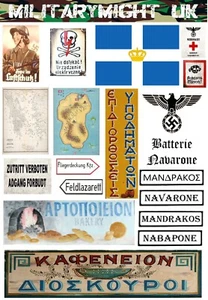 1/18 1/16 3,75" SCALE GREEK GUNS OF NAVARONE SIGN DIORAMA DECALS - Bild 1 von 1