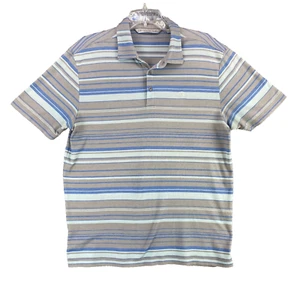 Travis Mathew Polo Shirt Men's Large Blue Stripes Knit Short Sleeves Golf Logo - Picture 1 of 11