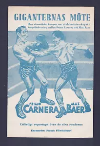 MOLTO RARO 1934 PRIMO CARNERA vs MAX BAER WORLD CHAMPIONSHIP programma di boxe - Foto 1 di 1
