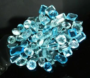 Lote 100 Ct Aguamarina Natural Mezcla Piedras Preciosas Sueltas Azul CERTIFICADO - Imagen 1 de 9