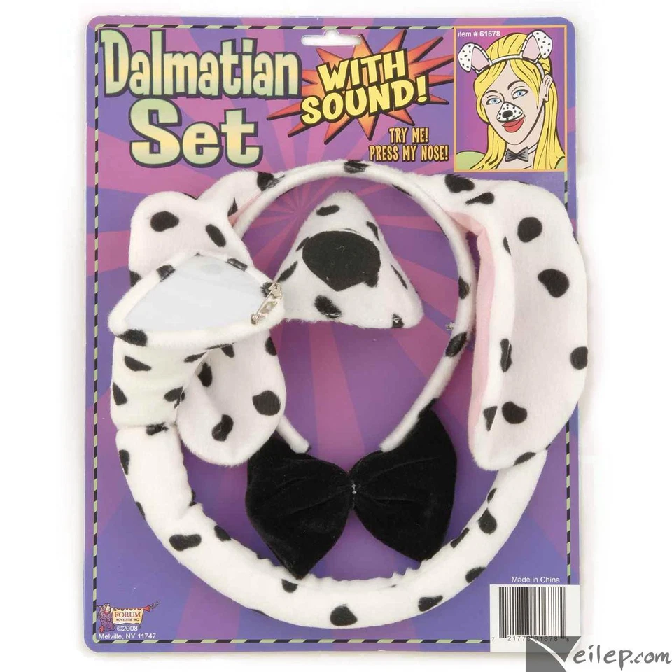 Dalmation Dog With Sound Animal 4pc Halloween Costume Accessory Set, Black Wh... - Image 1 of 1