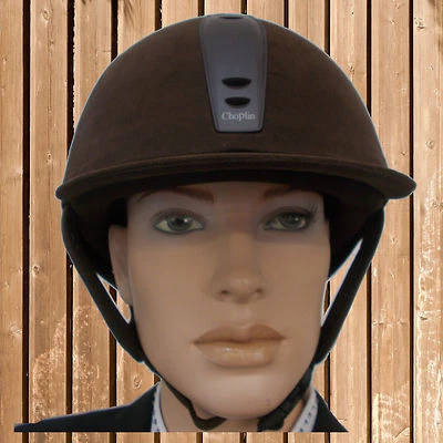 Reithelm Choplin, Reitkappe Choplin dunkelbraun, Sturzkappe, flache Riemen  - Bild 1 von 2