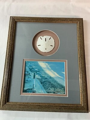 Vintage Oak Island Lighthouse Picture With Sand Dollar, Matted & Framed, 12X10, - Image 1 of 4