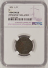 1851 HALF CENT 1/2C C-1 NGC VF DETAILS IMPROPERLY CLEANED 2714551-001