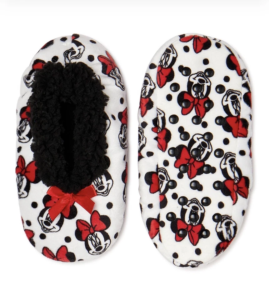 Disney Minnie Mouse Girls Fuzzy Babba Slipper Socks Shoe Size 13-4 M/L NWT - Image 1 of 1