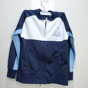 Reebok Boys Jacket Blue White Block Full Zip Pockets Size 4 Sports Polyester - Picture 1 of 18