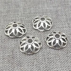 15 Stück 925er Sterlingsilber-Perlenkappen-Abstandshalter mit Rosenblütenmuster - Bild 1 von 4
