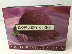Yankee Candle SORBETTO LAMPONE Tea Lights Scatola da 12 Tealights RITIRATO NUOVO NOS - Foto 1 di 10