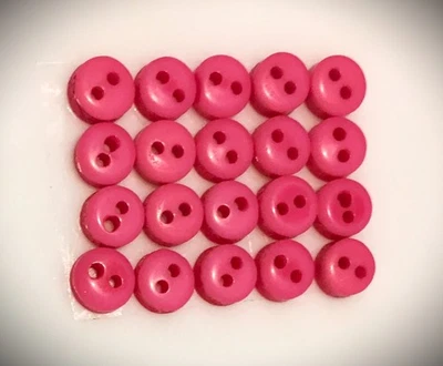 1/4" Tiny Round Two Hole Hot Pink Buttons (8 Colors Available) 6mm - Image 1 of 2