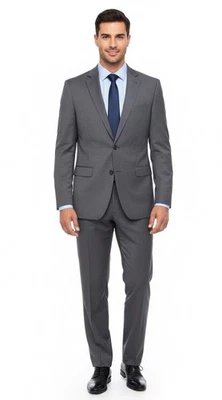 Traje moderno DKNY 100 % lana para hombre 42L / 35x34 gris 2 piezas Foto 1 de 4