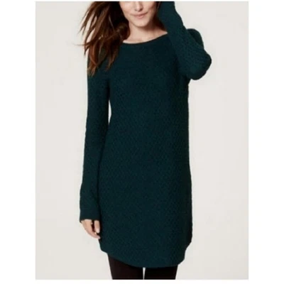 ANN TAYLOR LOFT свитер платье бирюзовый зеленый синий Herringbone трикотажа sz Med P или маленький - Изображение 1 из 4