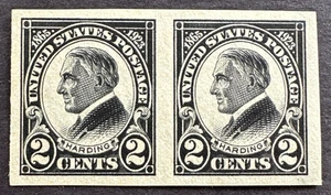US 1923 Sc# 611 Imperf Pair MNH Warren Harding Memorial - Picture 1 of 2