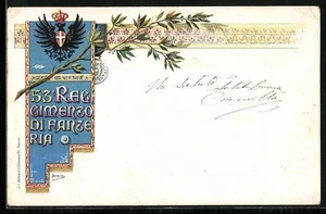 AK Adler mit Wappen, 53o Reggimento di Fanteria, Infanterie-Regiment - Bild 1 von 2