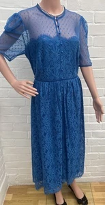 New Monsoon Trisha Lace Midi Dress UK 16 Light Blue Party Occasion Garden Tea - Picture 1 of 11