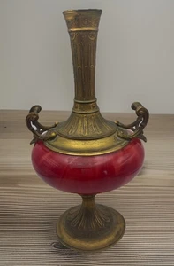 LOETZ Carneol Bronze Art Glass Vase - Missing The Glass Top - Picture 1 of 8