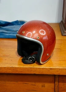 Vintage Arthur Fulmer AF40 Motorcycle Helmet metal flake glitter Copper Orange - Picture 1 of 9