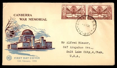 Mayfairstamps Australia FDC 1958 Aust War Memorial Canberra First Day Cover aau_ - Imagem 1 de 2
