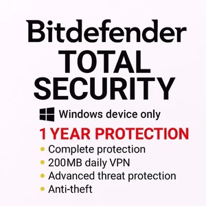 Bitdefender Total Security  1 Year 1 Windows PC + Daily VPN - Picture 1 of 1