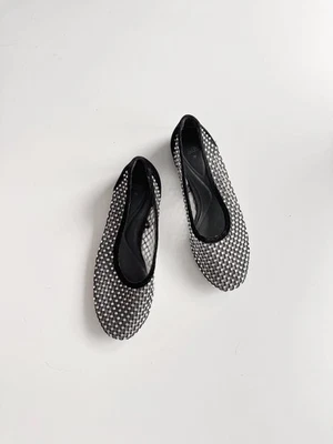 Bailarina de ballet ZARA negra de malla de terciopelo con estrás de cristal, talla 39 Foto 1 de 4