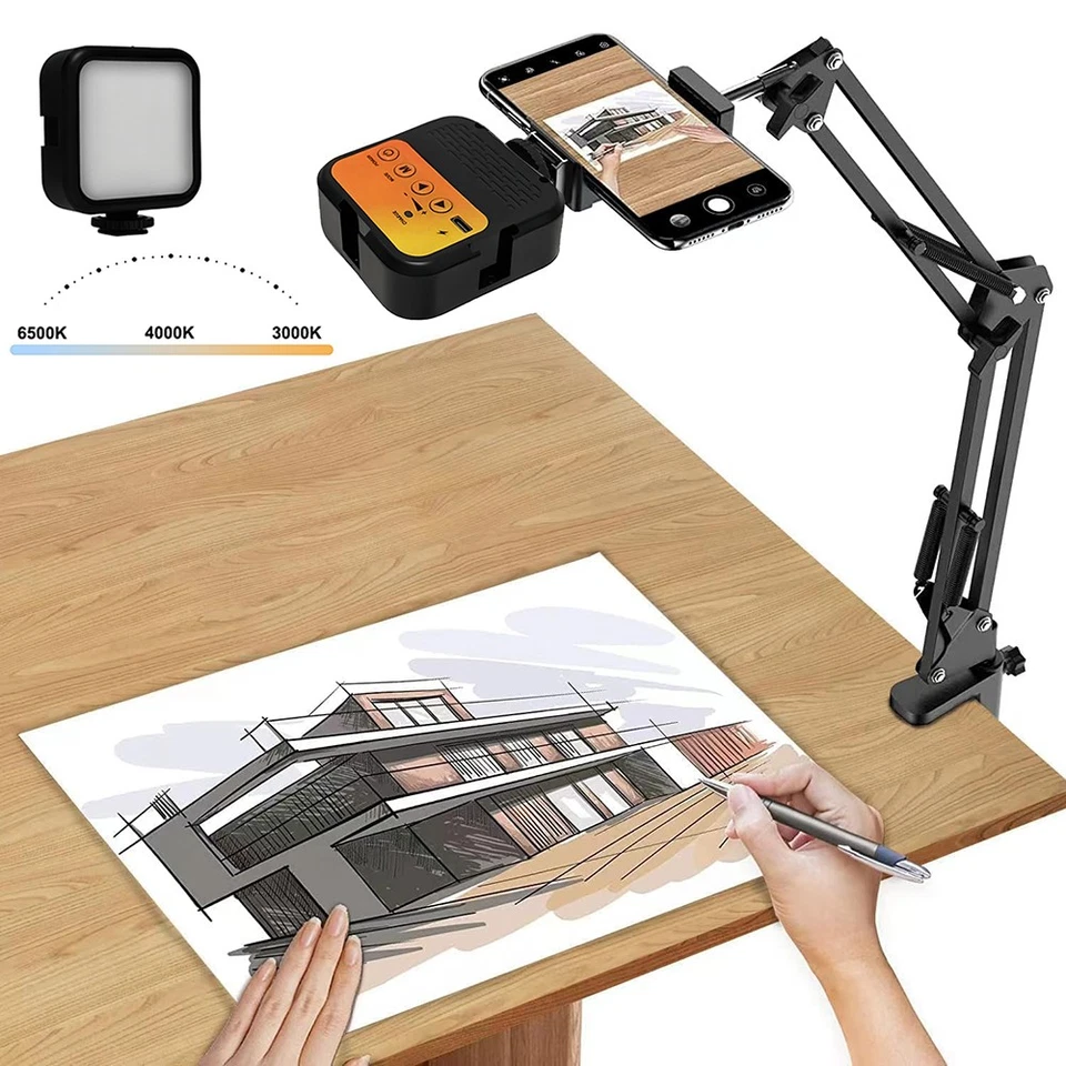 Suporte para celular braço articulado suporte para celular com luz LED EUA - Imagem 1 de 4