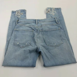AGOLDE Sophie Distressed Jeans 26 (Fit 28W 25.5L) Blue Skinny Cropped Crop Rip - Picture 1 of 10