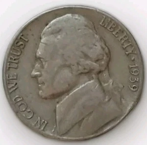 1939 S Jefferson Nickel Choice Very Fine 5c Monticello Reverse - Grey Planchet - Picture 1 of 6