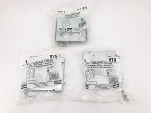 Lot of 3 New Hubbell Raco 979 Square Covers 2-Gang Galvanized 4-11/16" - Picture 1 of 4