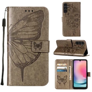 Embossing Butterfly Leather Card Wallet Case Flip Stand Cover For Various Phone - Picture 1 of 15