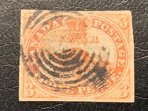 ๐ดโโ ๏ธ CANADA 1851 LAID PAPER BEAVER TARGET CANCELS. # 1. - Picture 1 of 2