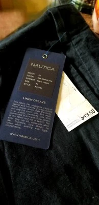 Novo com etiquetas!  Shorts Nautica Rigger Masculino Clássico Plissado Preto 100% Linho Frete GRÁTIS!! - Imagem 1 de 4