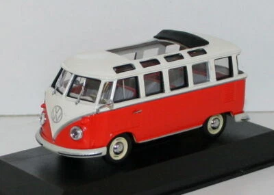 MINICHAMPS 1/43 430 052302 - VW BUS SAMBA - RED (ORANGE) / CREAM - Photo 1/3