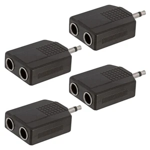 4x 3.5mm 1/8" Mono Male to 2 Dual 6.35mm Stereo Female Y Splitter Audio Adapter - Picture 1 of 2