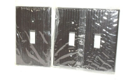 NEW Leviton Ribbed BROWN 2 Gang Wall Switch Plate + BONUS Single gang Cover