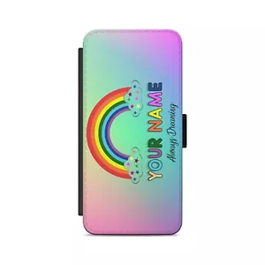 Name Personalisierte Regenbogenwolken holographischer Hintergrund Flip Geldbörse Handyhülle - Bild 1 von 7